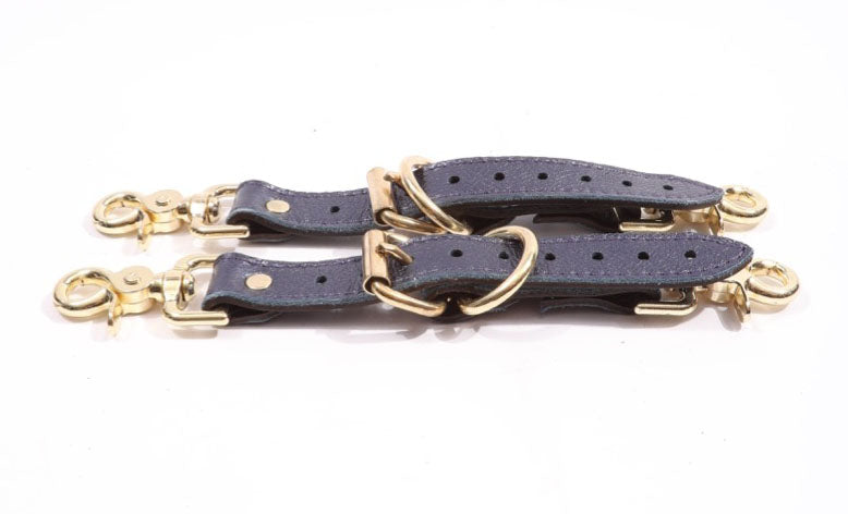 Sonya - Special Edition Metallic Sapphire Leather Adjustable Bondage Garters - DDB