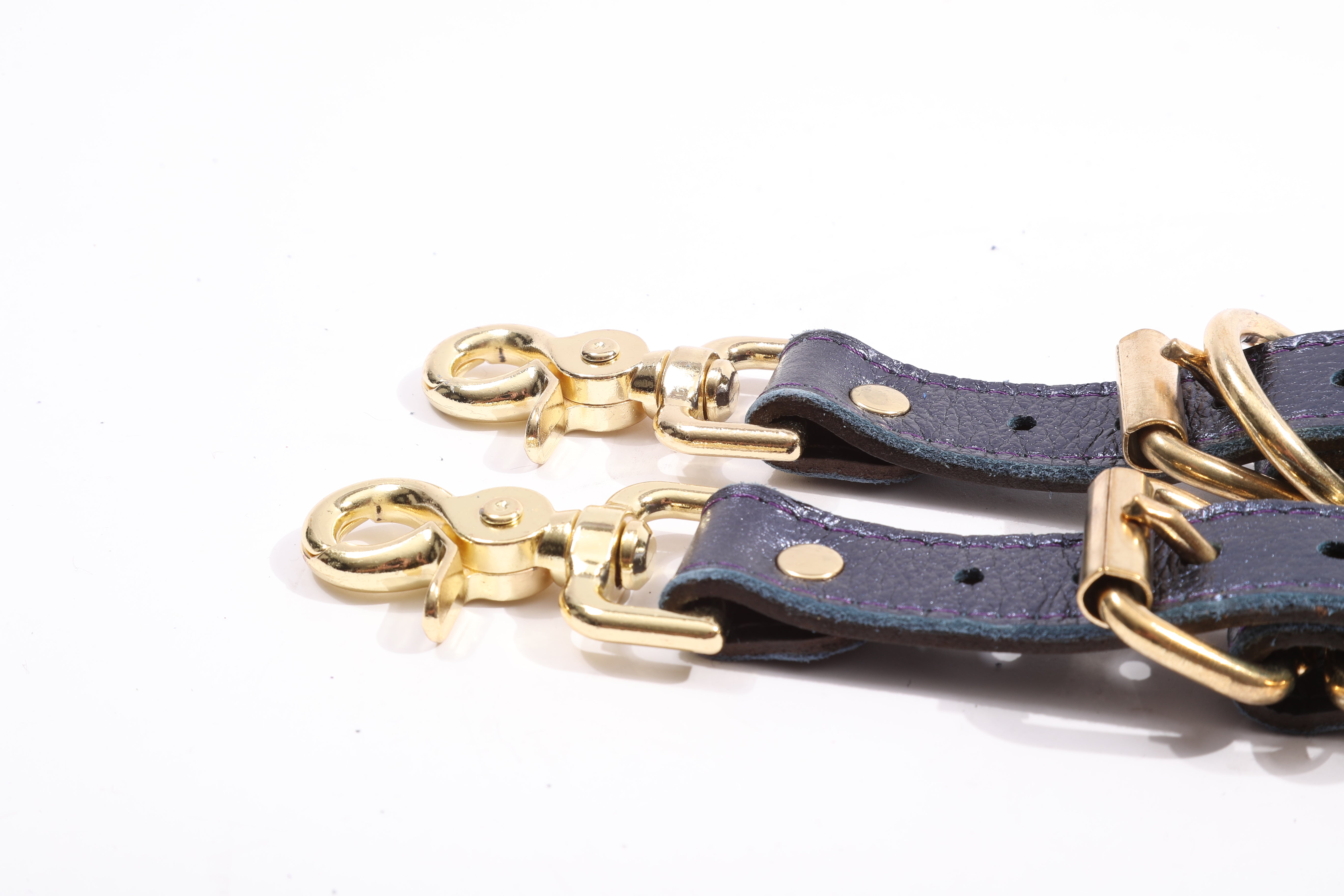 Sonya - Special Edition Metallic Sapphire Leather Adjustable Bondage Garters - DDB