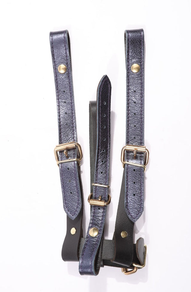Sonya - Special Edition Metallic Sapphire Leather BDSM Forced Orgasm Belt Attachment - DDB
