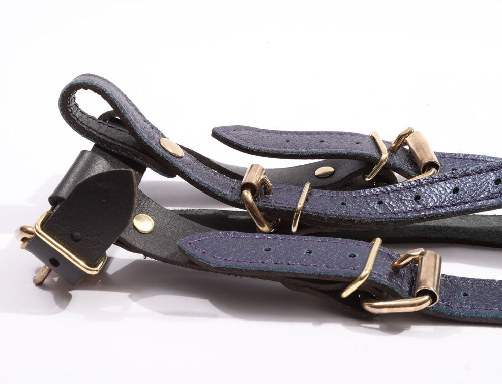 Sonya - Special Edition Metallic Sapphire Leather BDSM Forced Orgasm Belt Attachment
