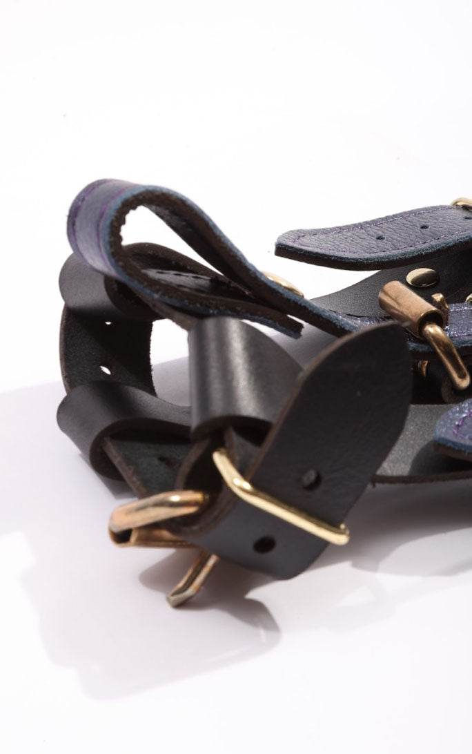Sonya - Special Edition Metallic Sapphire Leather BDSM Forced Orgasm Belt Attachment