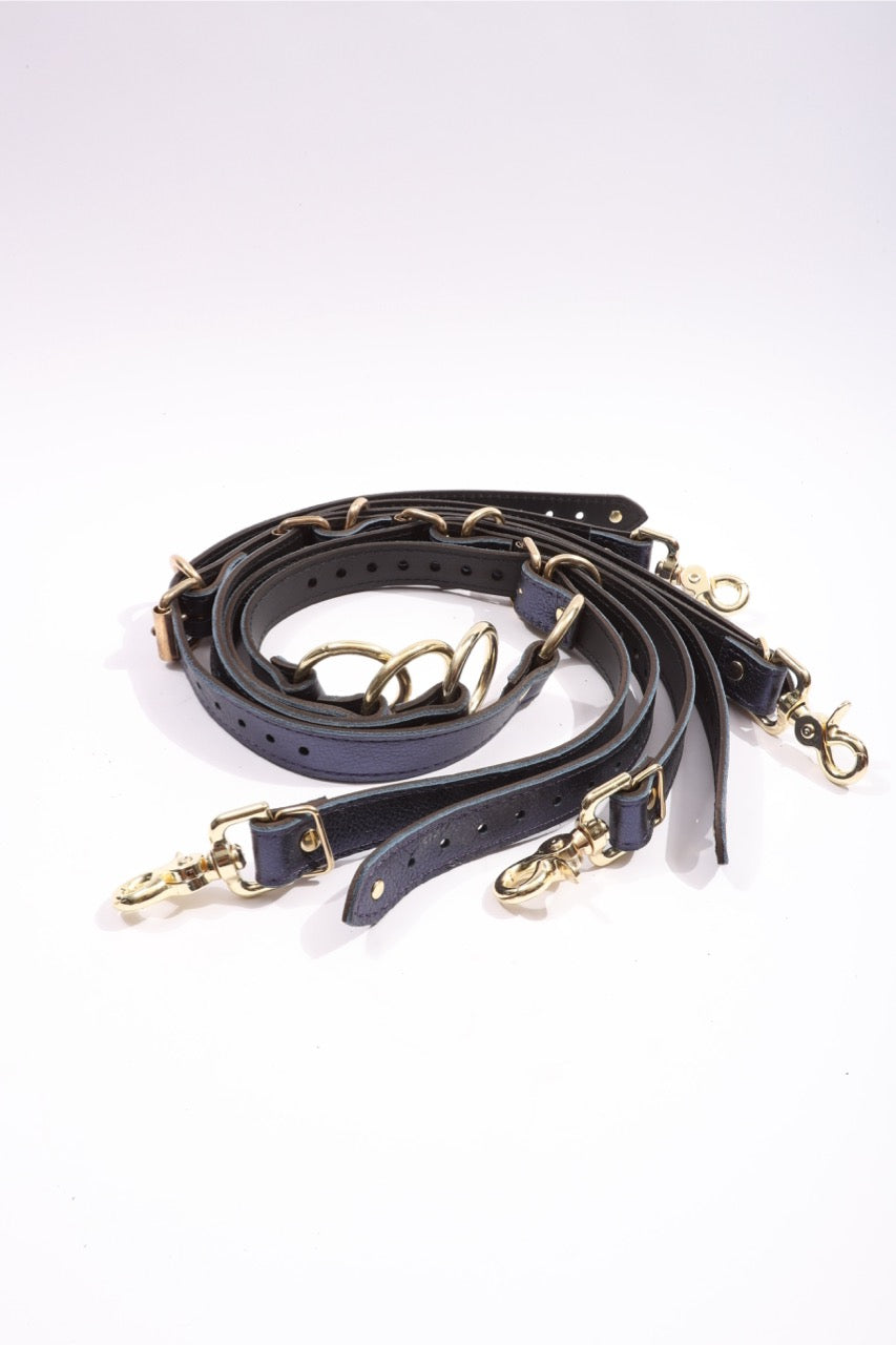 Sonya - Special Edition Metallic Sapphire Leather BDSM Adjustable Straps - Bed Restraints - DDB