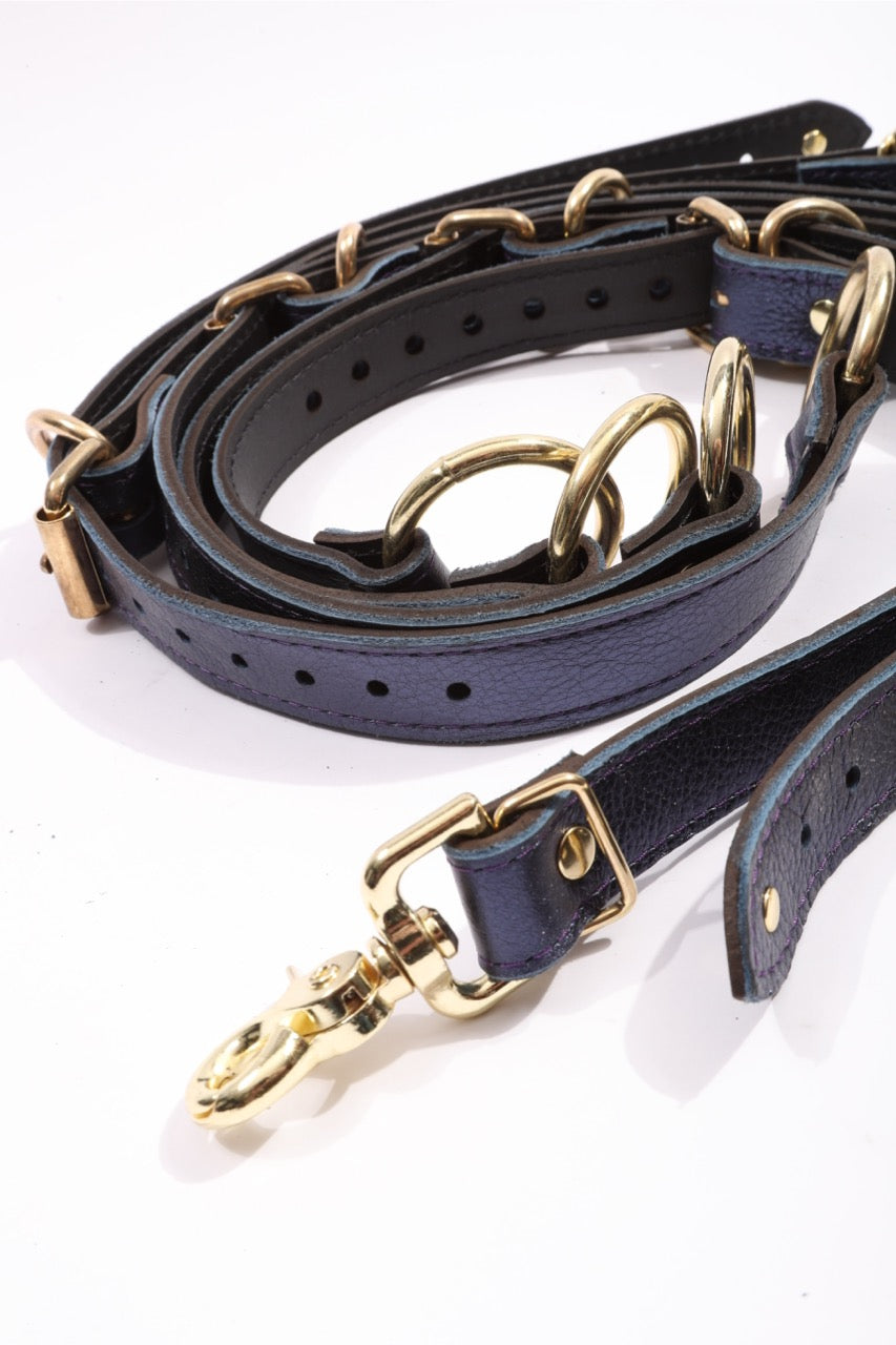 Sonya - Special Edition Metallic Sapphire Leather BDSM Adjustable Straps - Bed Restraints - DDB