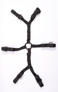 Theodora - Black and Gold Leather 6 Point Under Mattress Bondage Restraint System - DDB