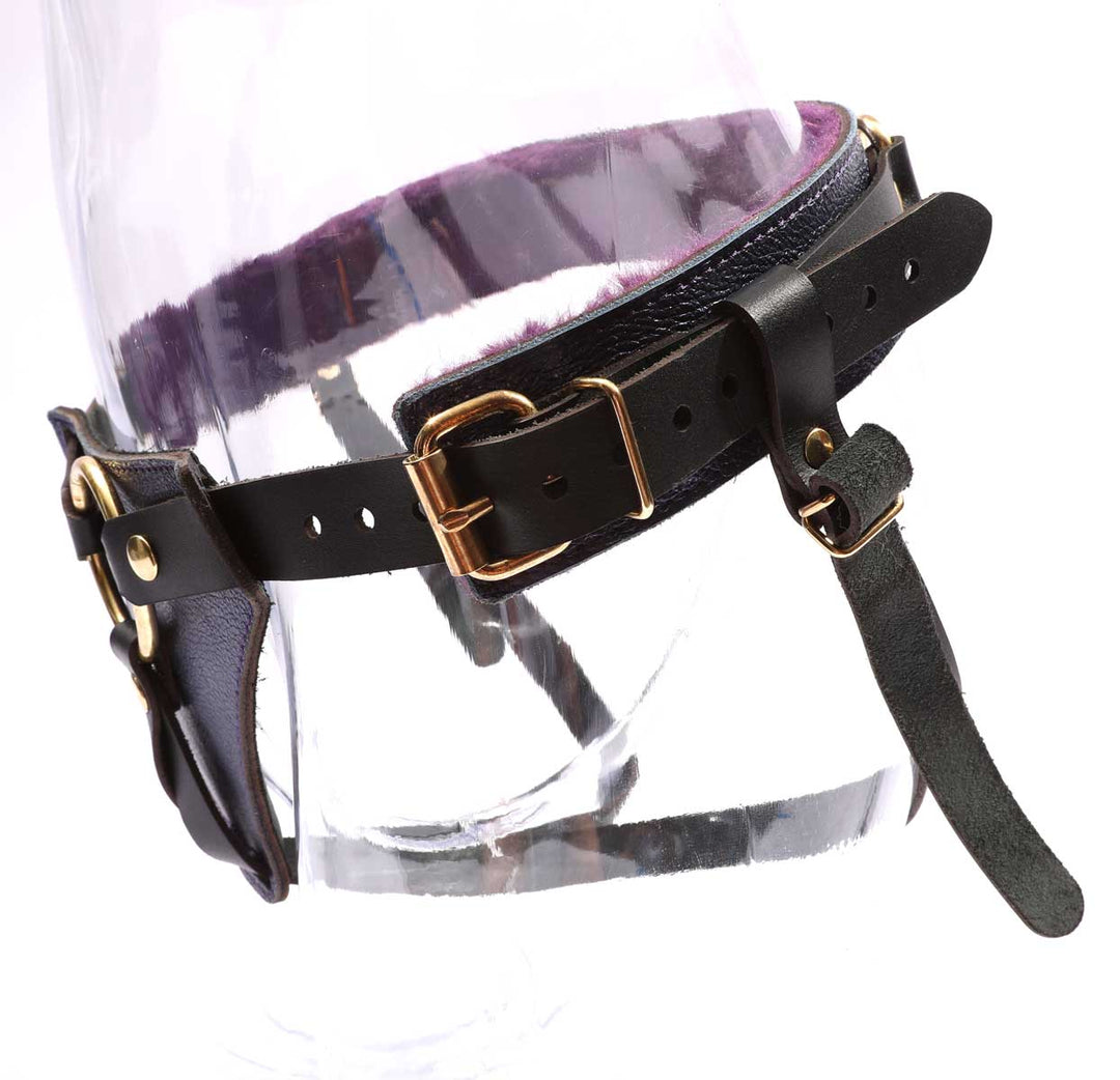 Sonya - Special Edition Metallic Sapphire Leather BDSM Strap On Harness