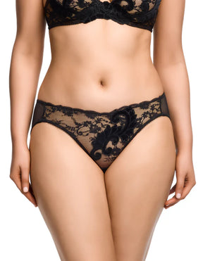 Dita Von Teese Velveteese black lace bikini with velvet applique
