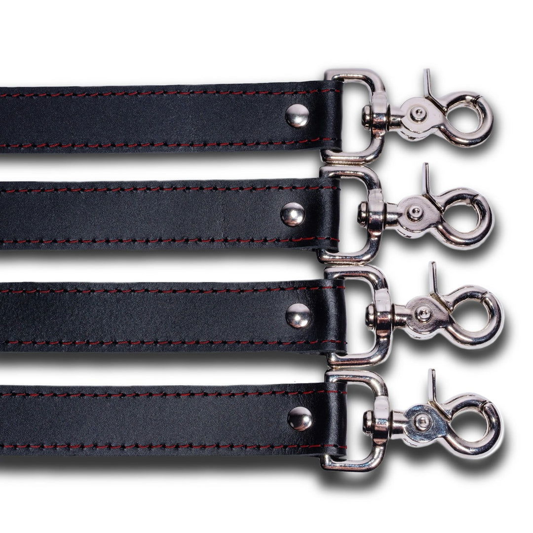 Mandrake - Black Leather BDSM Adjustable Straps - Bed Restraints - DDB
