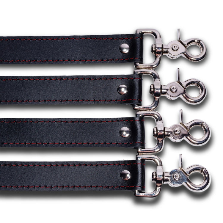 Mandrake - Black Leather BDSM Adjustable Straps - Bed Restraints - DDB