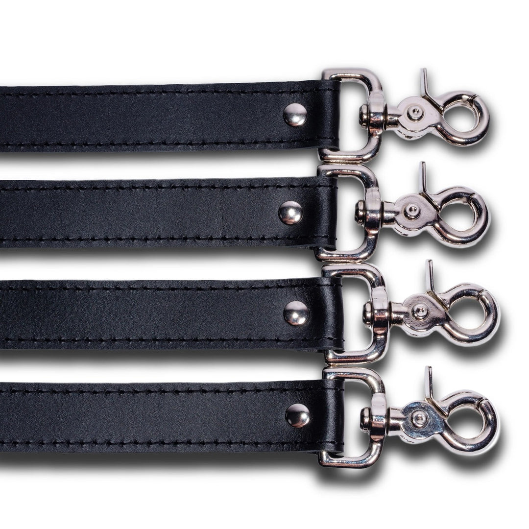 Mandrake - Black Leather BDSM Adjustable Straps - Bed Restraints - DDB
