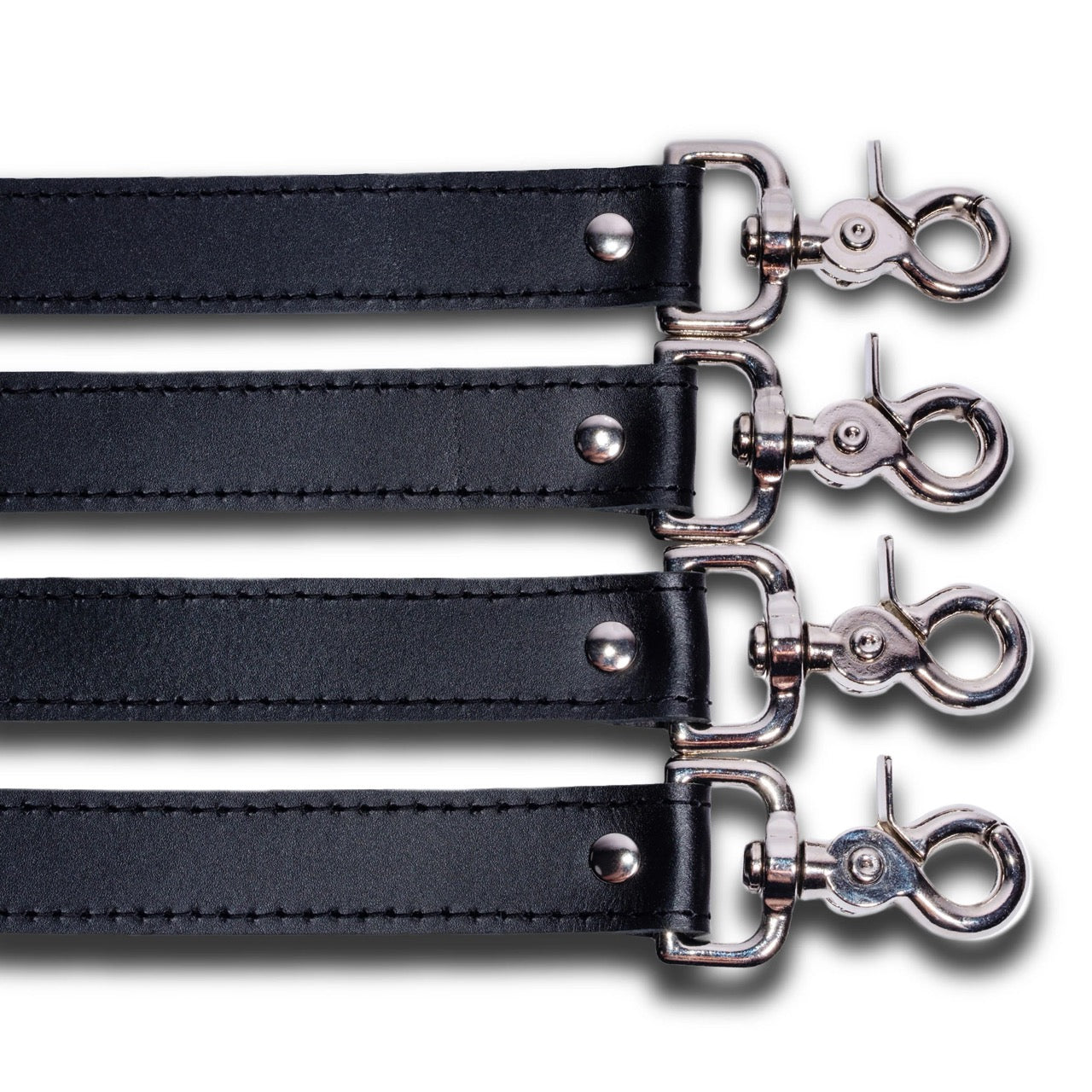 Mandrake - Black Leather BDSM Adjustable Straps - Bed Restraints - DDB