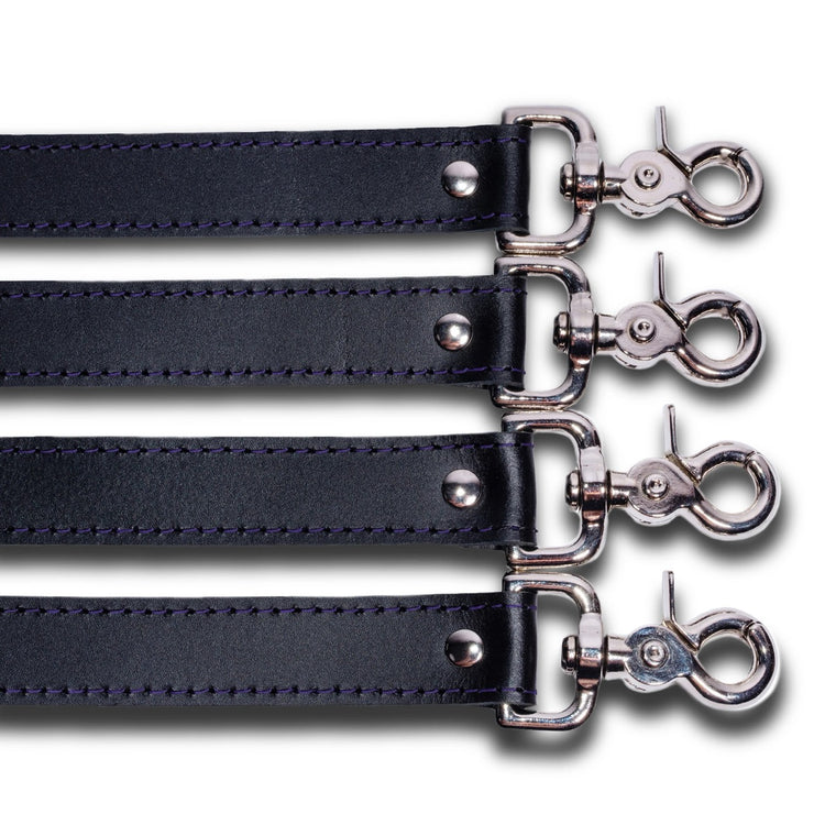 Mandrake - Black Leather BDSM Adjustable Straps - Bed Restraints - DDB