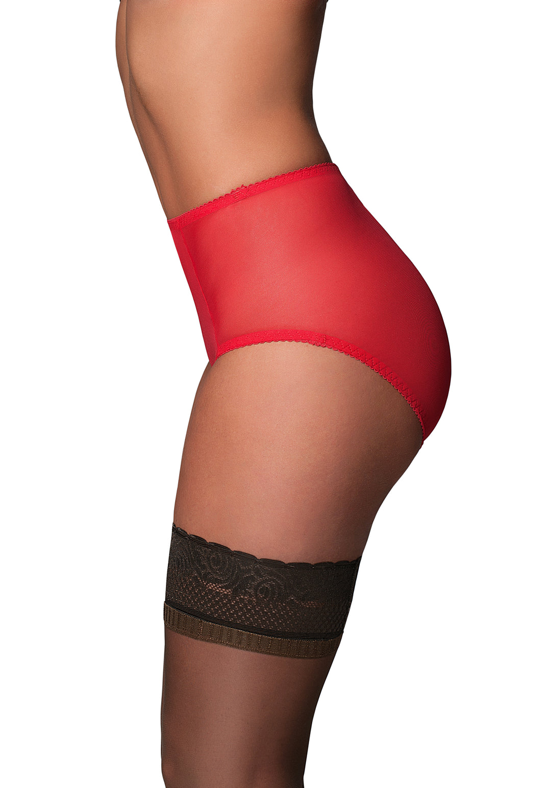 Elegant Sheer Mesh Panty in Red - DDB