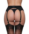6 Strap Garter Belt With Smooth Panels - DDB