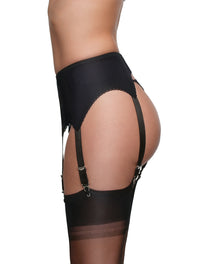6 Strap Garter Belt With Smooth Panels - DDB