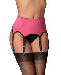 6 Strap Garter Belt in Pink With Smooth Panels - DDB