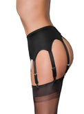 8 Strap Garter Belt in Black With Lace Panel - DDB