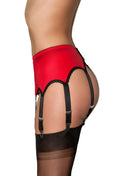 8 Strap Garter Belt in Red With Lace Panel - DDB