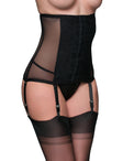 6 Strap Power Mesh High Rise Waist Cincher - DDB