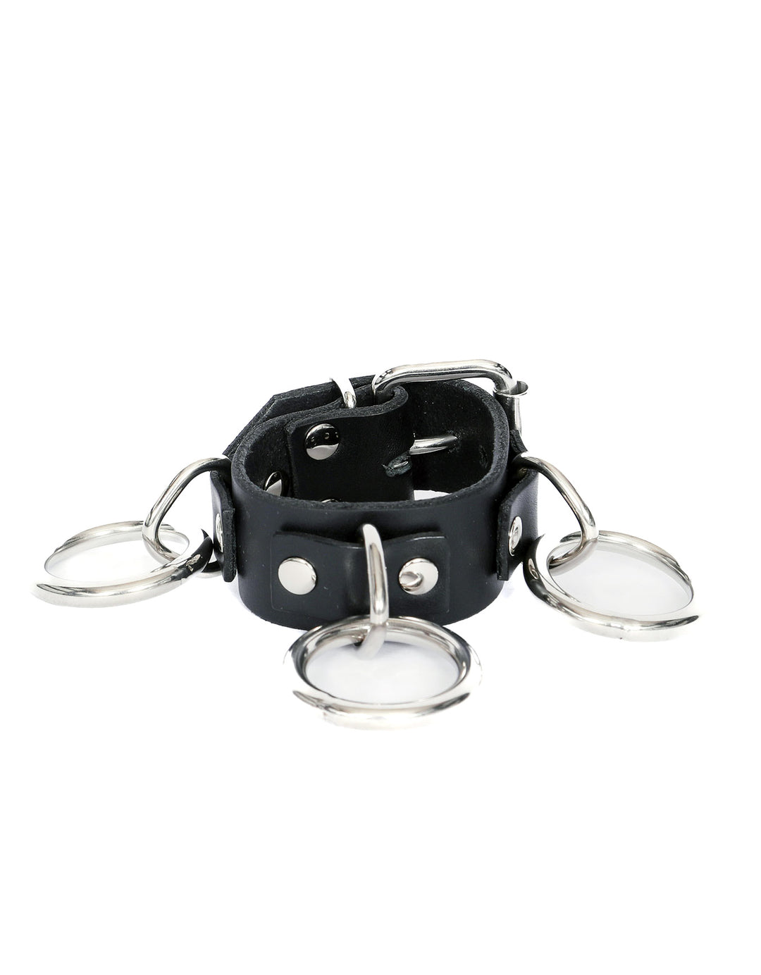 Triple Ring Leather Bondage Bracelet - Dark Desires Boutique