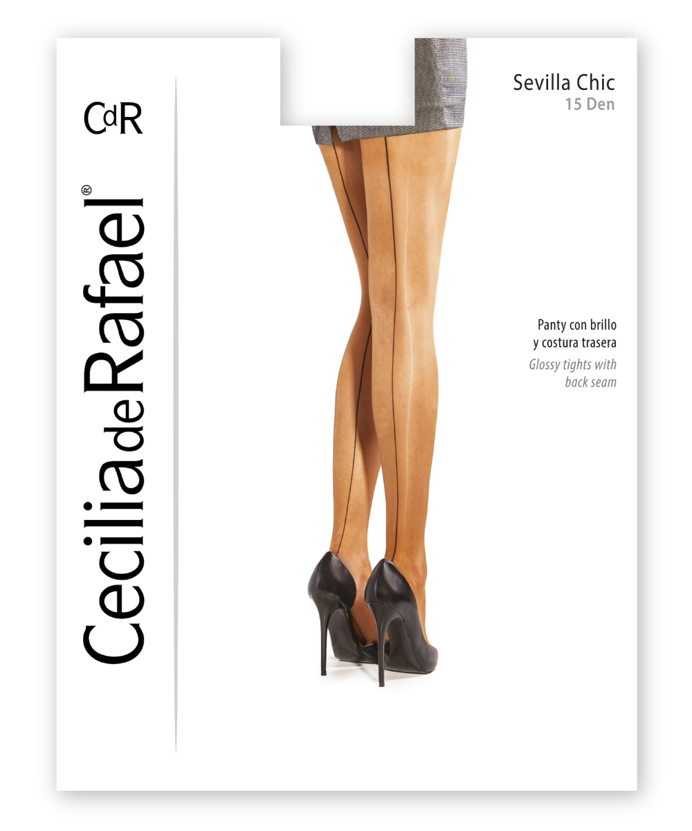 Glossy tights with back seam