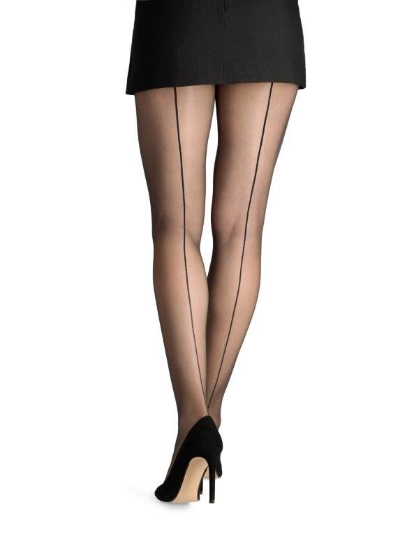 Glossy tights with back seam
