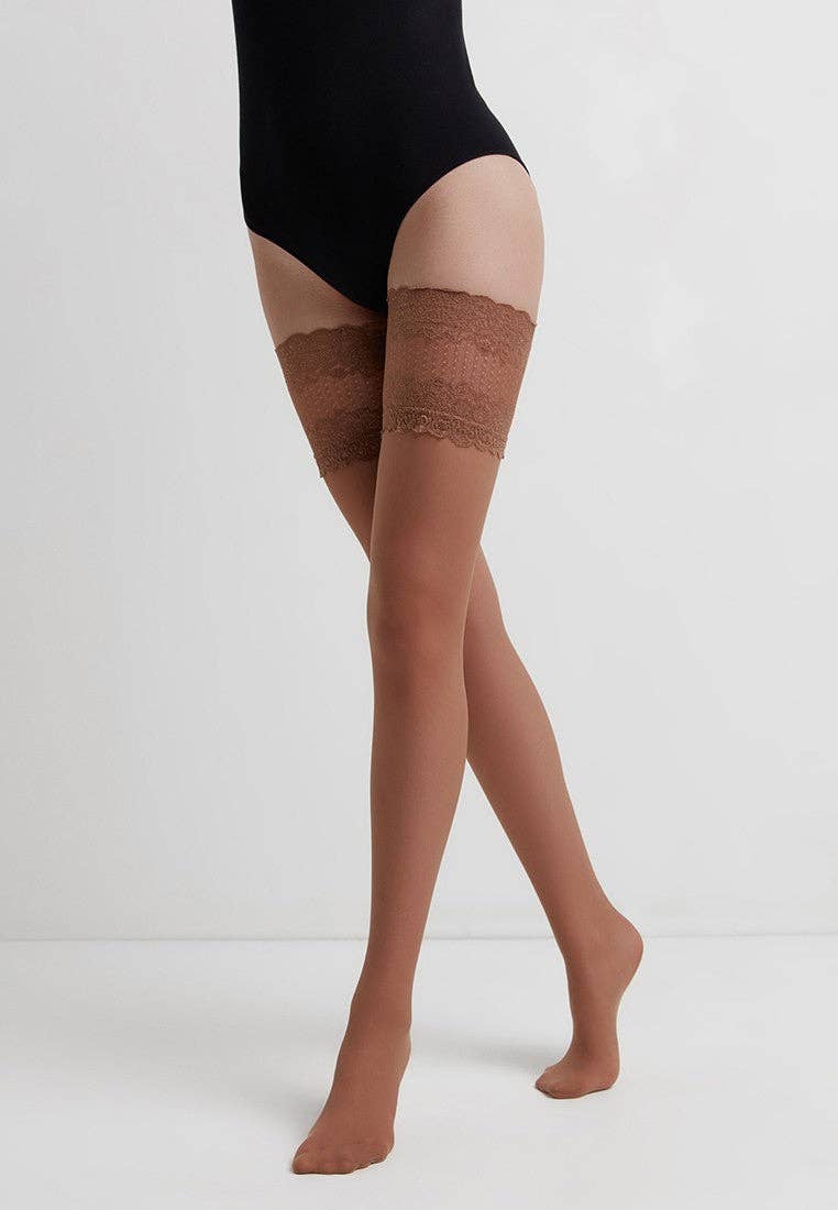 Conte Flame Lace Top Stay Ups - Dark Desires Boutique