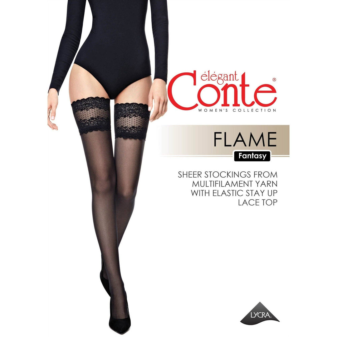 Conte Flame Lace Top Stay Ups - Dark Desires Boutique