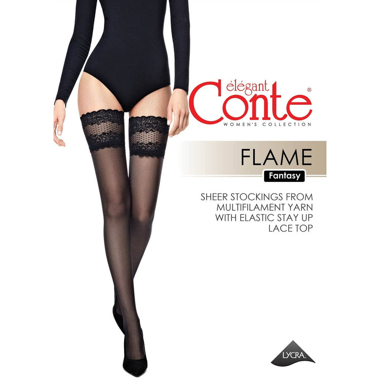 Conte Flame Lace Top Stay Ups - Dark Desires Boutique