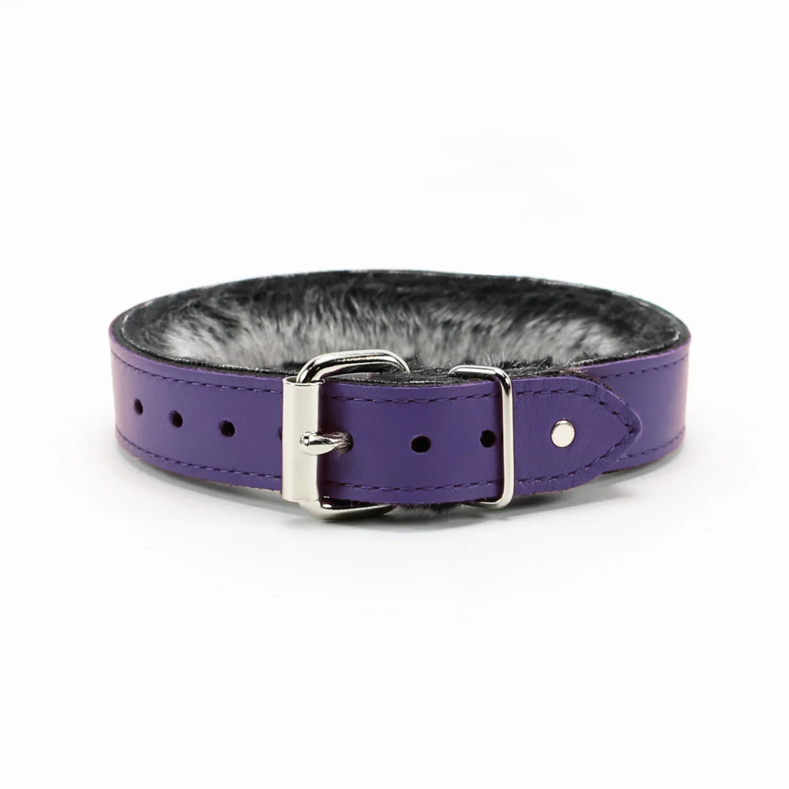 Kamila Premium Full Grain Luxury Leather Fur Lined Collar - Dark Desires Boutique