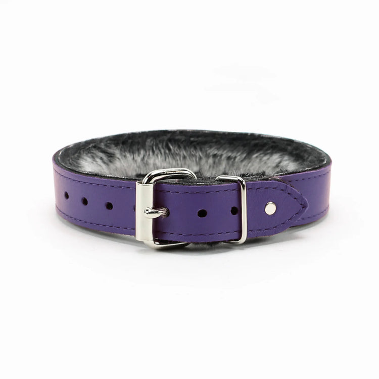 Kamila Premium Full Grain Luxury Leather Fur Lined Collar - Dark Desires Boutique