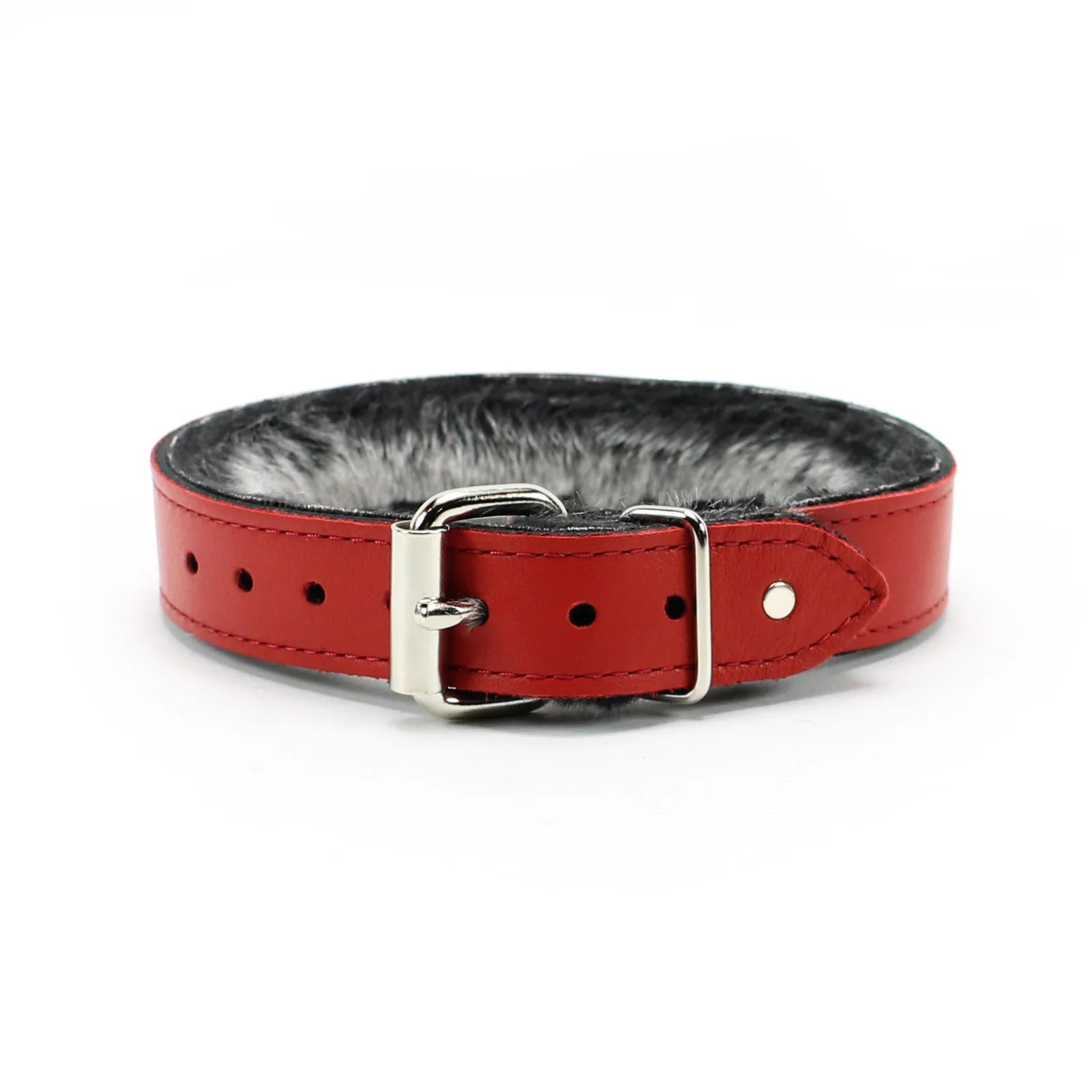 Kamila Premium Full Grain Luxury Leather Fur Lined Collar - Dark Desires Boutique