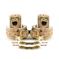 Galen Padded Champagne Leather Locking Wrist and Ankle Cuffs - Dark Desires Boutique