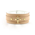 Galen - Champagne Padded Leather Locking Collar & Leash Set - Dark Desires Boutique