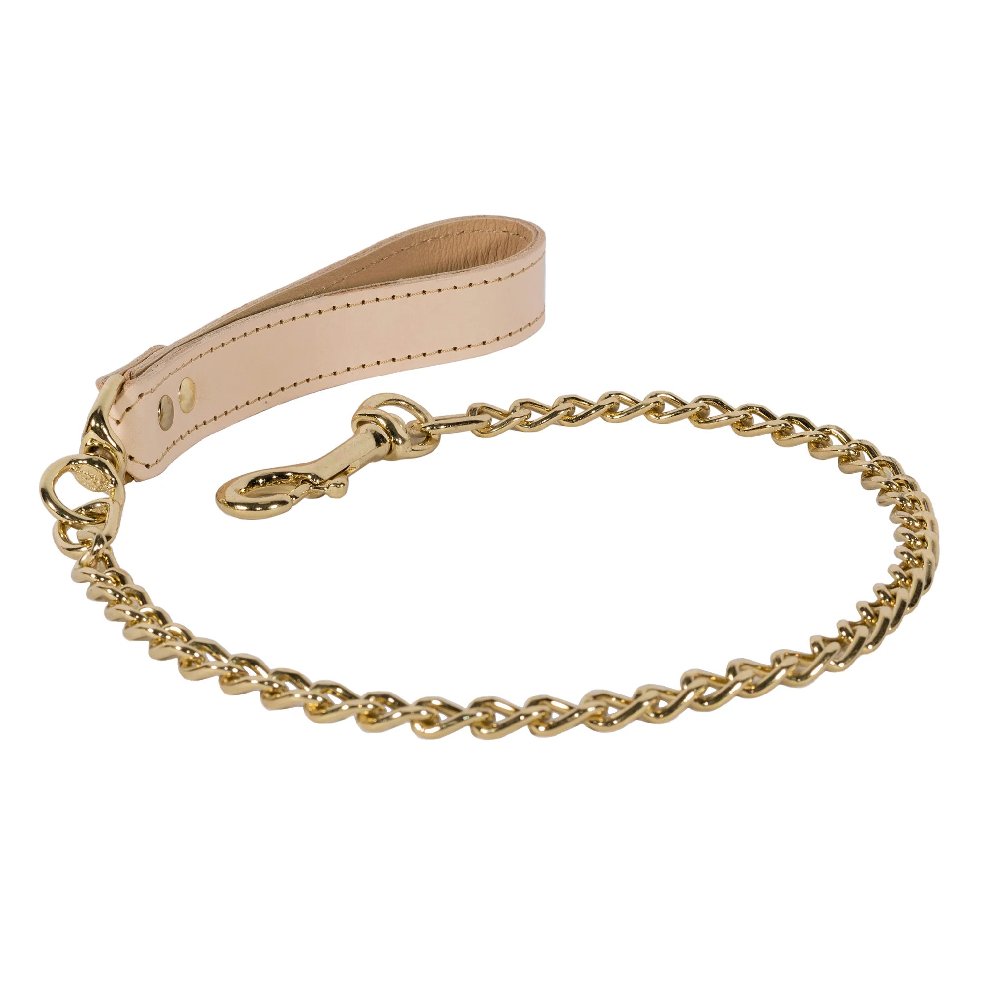 Galen Padded Champagne Leather Bondage Locking Collar & Leash Set - Dark Desires Boutique