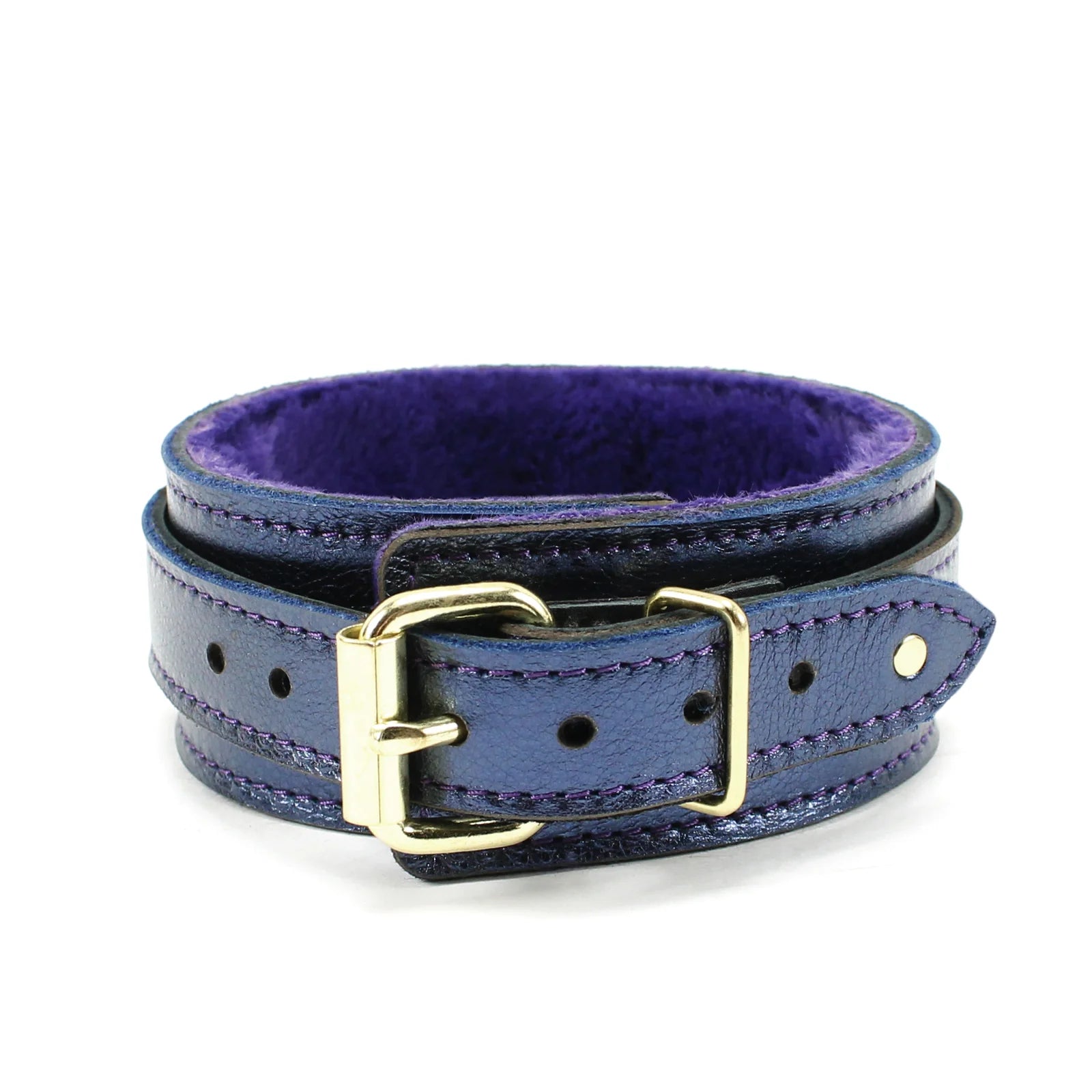 Sonya Sapphire Metallic Special Edition Leather Collar and Leash Set - Dark Desires Boutique