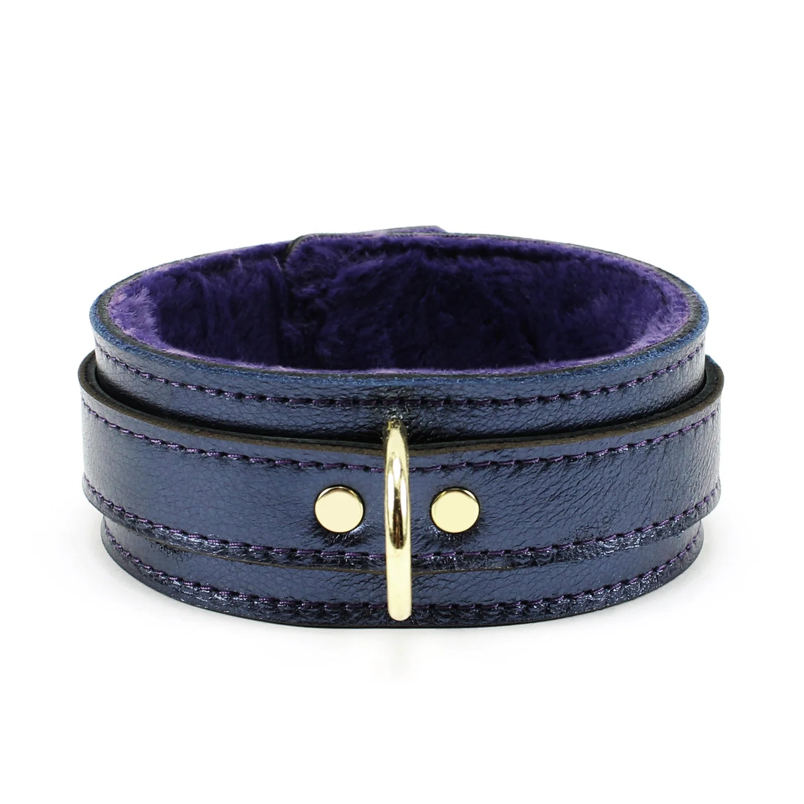 Sonya Sapphire Metallic Special Edition Leather Collar and Leash Set - Dark Desires Boutique