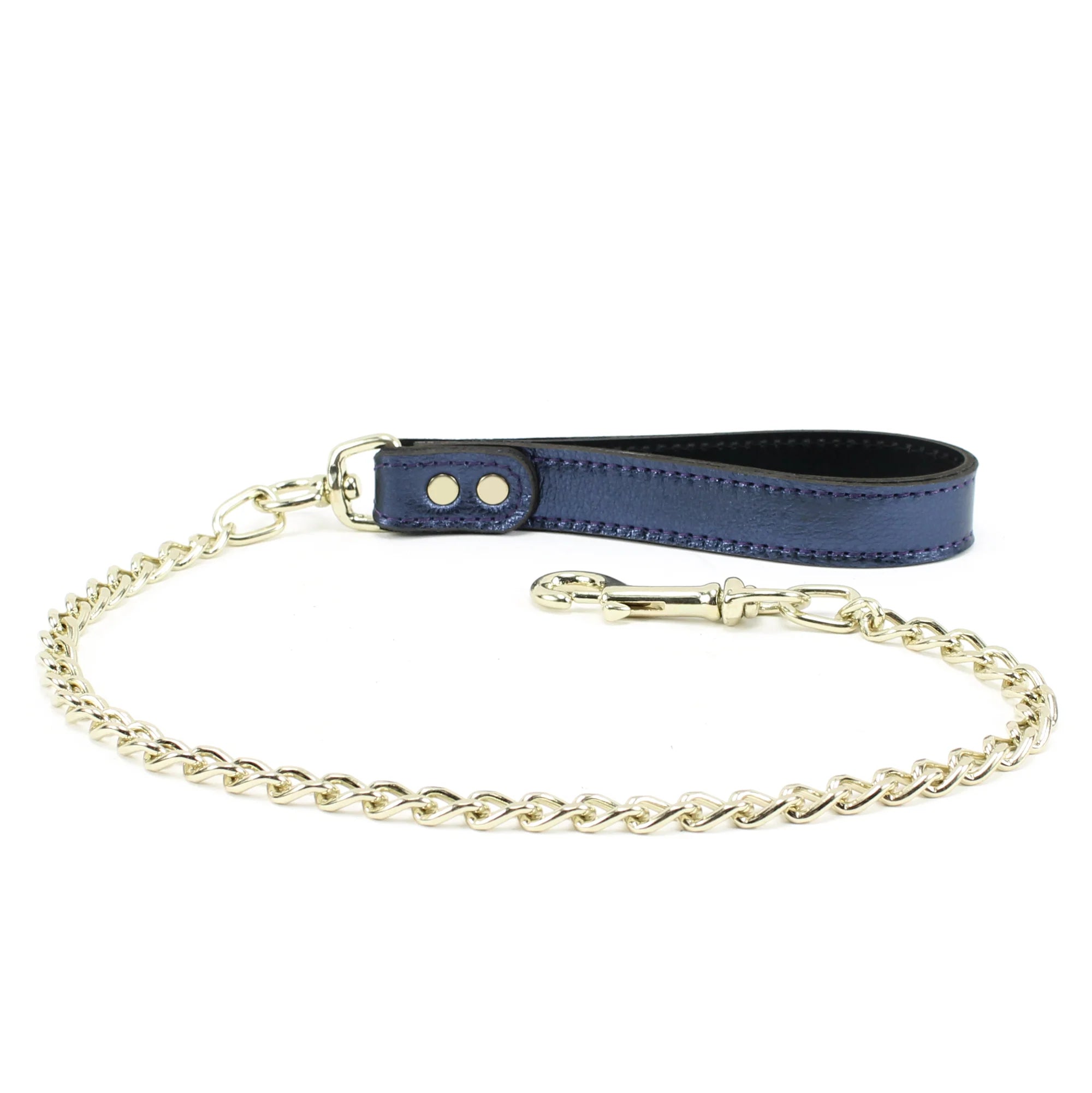 Sonya Sapphire Metallic Special Edition Leather Collar and Leash Set - Dark Desires Boutique