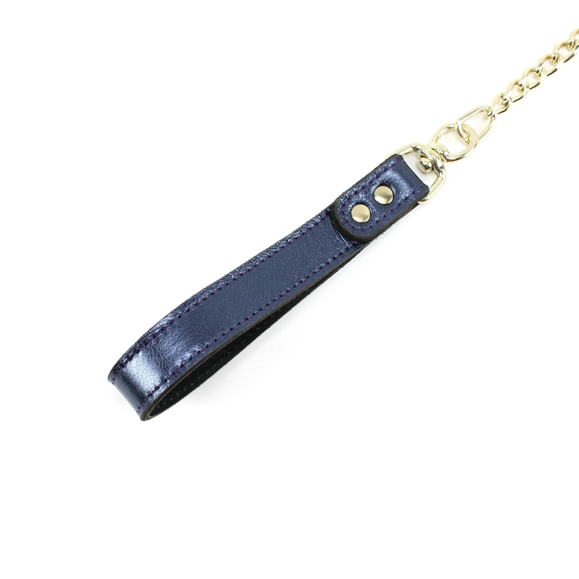 Sonya Sapphire Metallic Special Edition Leather Collar and Leash Set - Dark Desires Boutique