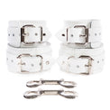 Frostine - Ice White Leather Wrist and Ankle Bondage Restraints - Dark Desires Boutique