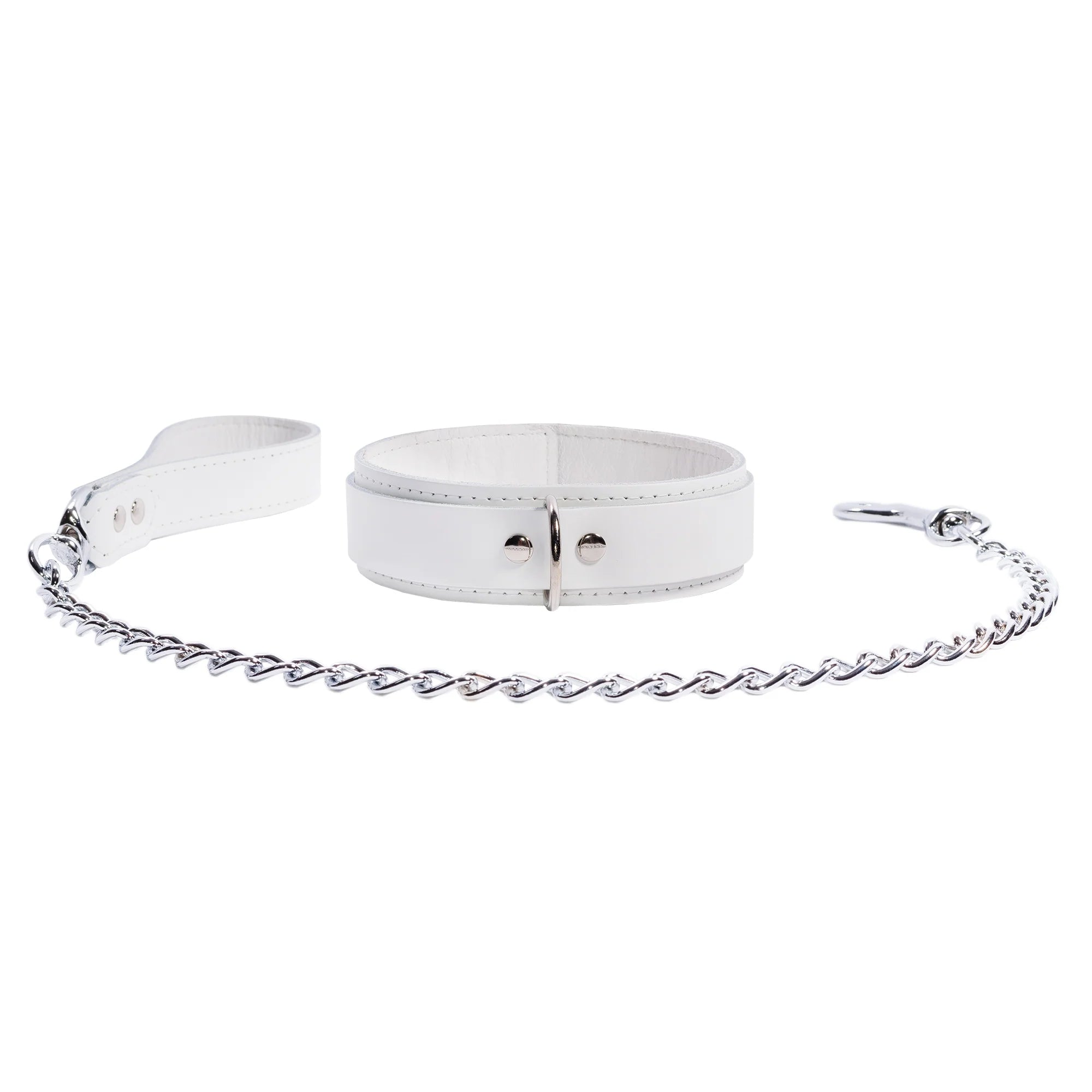 Frostine Luxury White BDSM Collar and Leash Set - Dark Desires Boutique