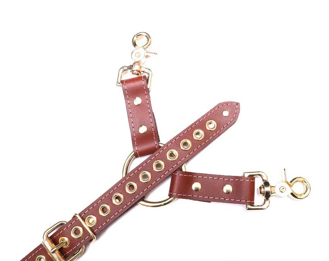 Leather BDSM Adjustable Y Hogtie