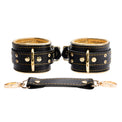 Theodora - Black and Gold Leather Restraint Collection - Dark Desires Boutique