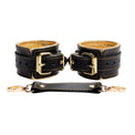 Theodora - Black and Gold Leather Restraint Collection - Dark Desires Boutique