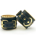 Theodora - Black and Gold Leather Restraint Collection - Dark Desires Boutique