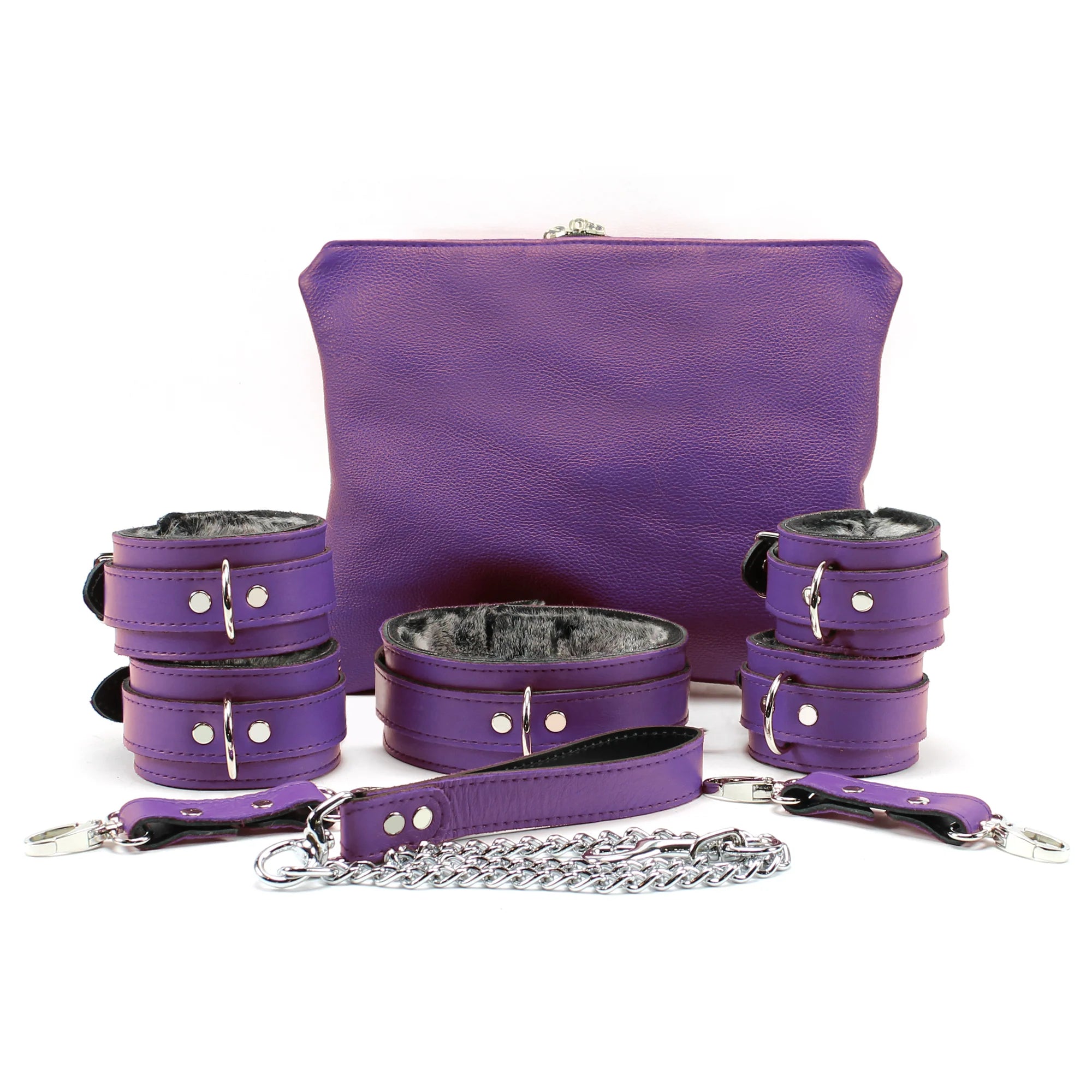 Berlin Faux Fur Lined Luxury Leather BDSM Restraint Collection - Dark Desires Boutique