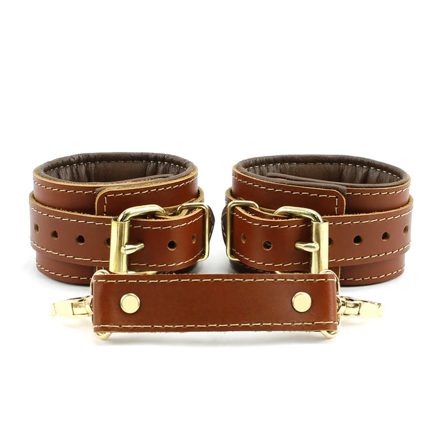 Finn - Mocha Padded Leather Wrist and Ankle Restraints - Dark Desires Boutique