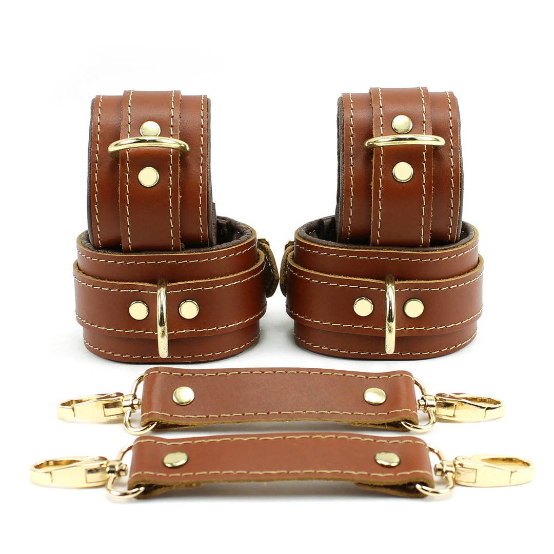 Finn Luxury Leather Wrist and Ankle Cuff Set - Dark Desires Boutique