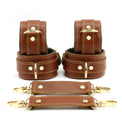 Finn - Mocha Padded Leather Wrist and Ankle BDSM Restraints - Dark Desires Boutique