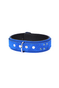 Daphne - Cobalt Suede Collar & Leash Set Enhanced with Swarovski Crystals - Dark Desires Boutique
