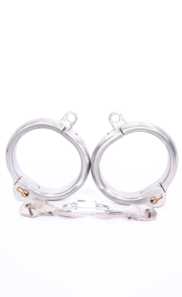 Stainless Steel Locking Wrist Cuffs - Dark Desires Boutique
